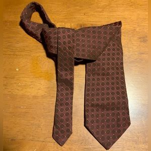 Timo Cojuna Made in Italy Silk Wool Dark Burgundy Checkered Pattern Neck Tie
